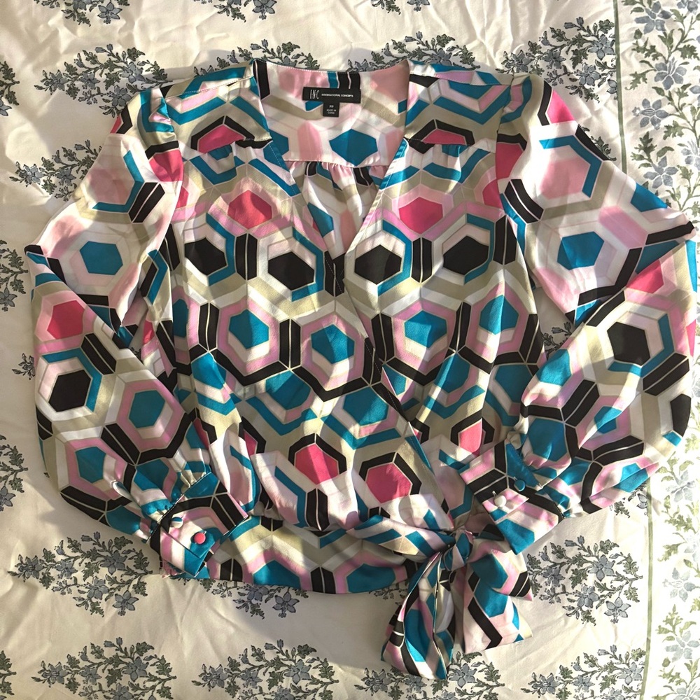 INC Geometric Silky Blouse